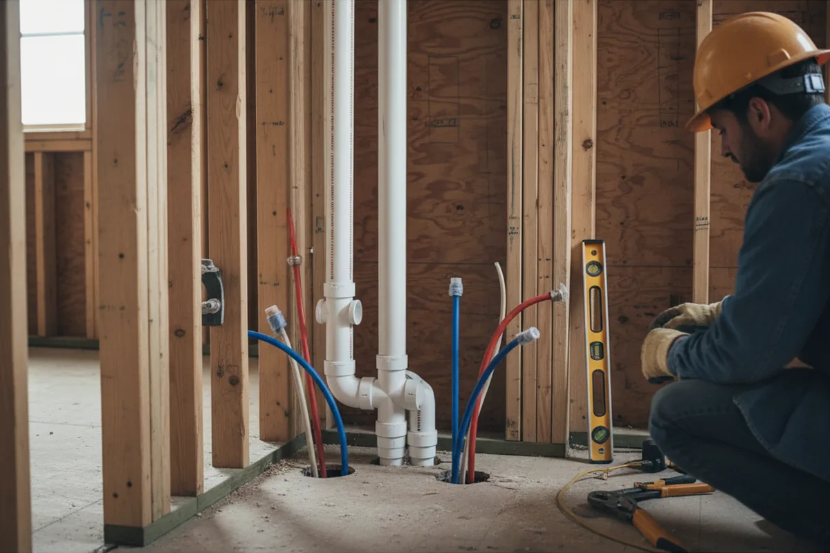 Drain and supply rough-in during Leak Detection in Minden